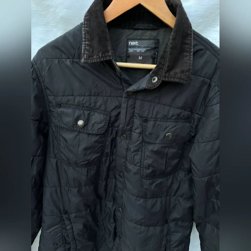 Next Geey Black Quilted Jacket with Denim Collar - Picture 4 of 8